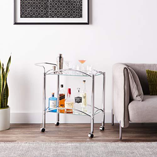 Shadix 2-tier Serving Cart with Glass Top Chrome and Clear. Picture 6