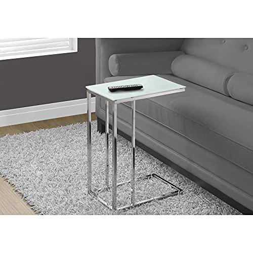 Stella Glass Top Accent Table Chrome and White. Picture 2