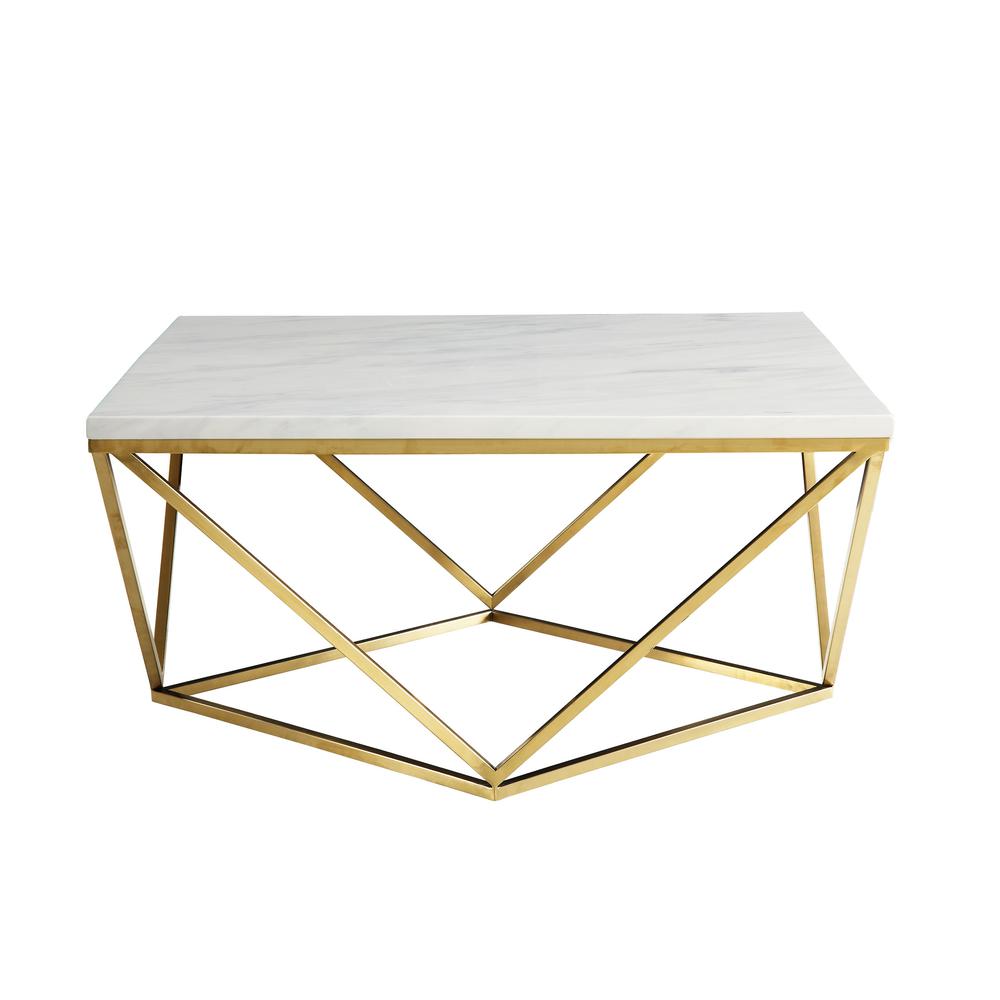 Meryl Square Coffee Table White and Gold. Picture 1