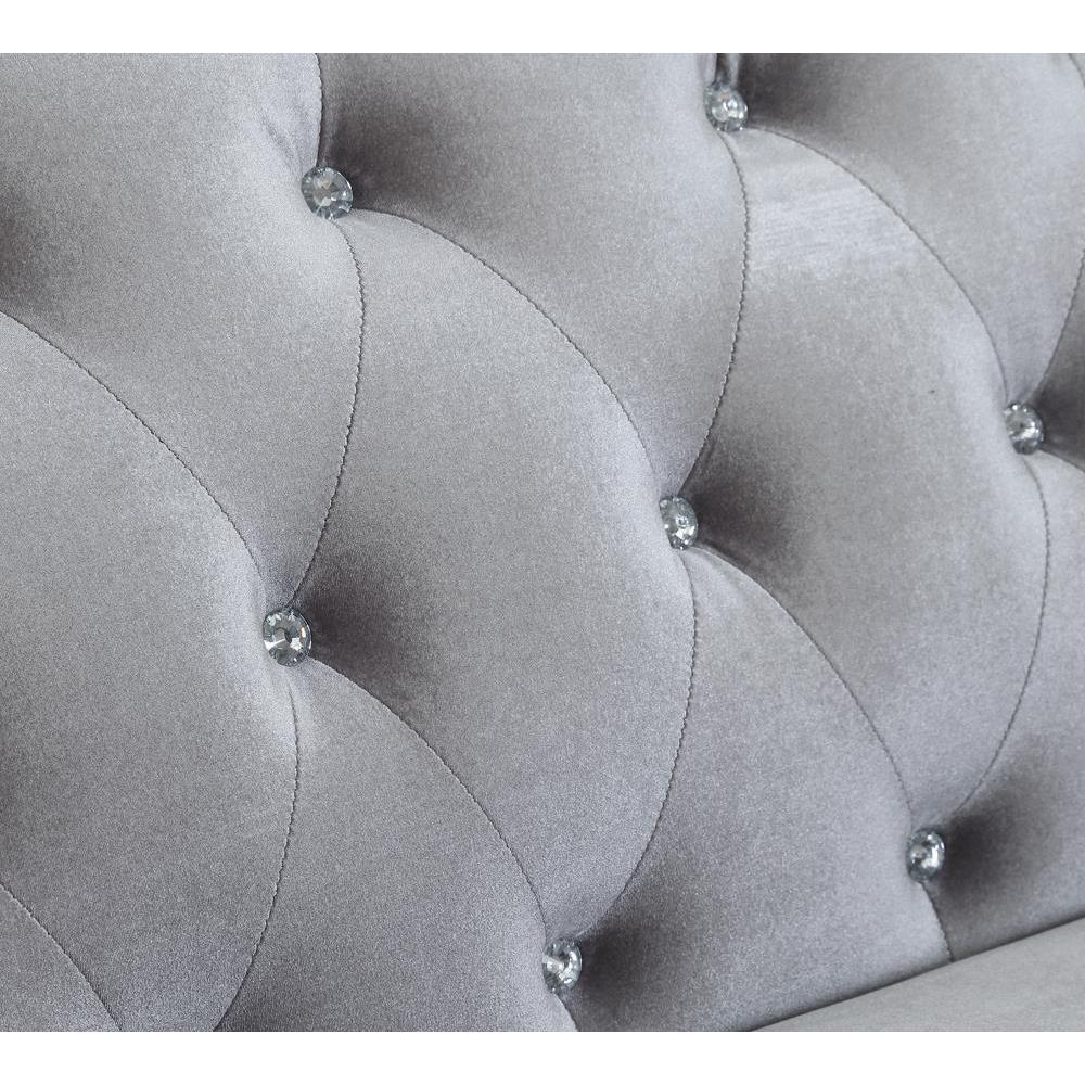 Frostine Button Tufted Sofa Silver. Picture 3