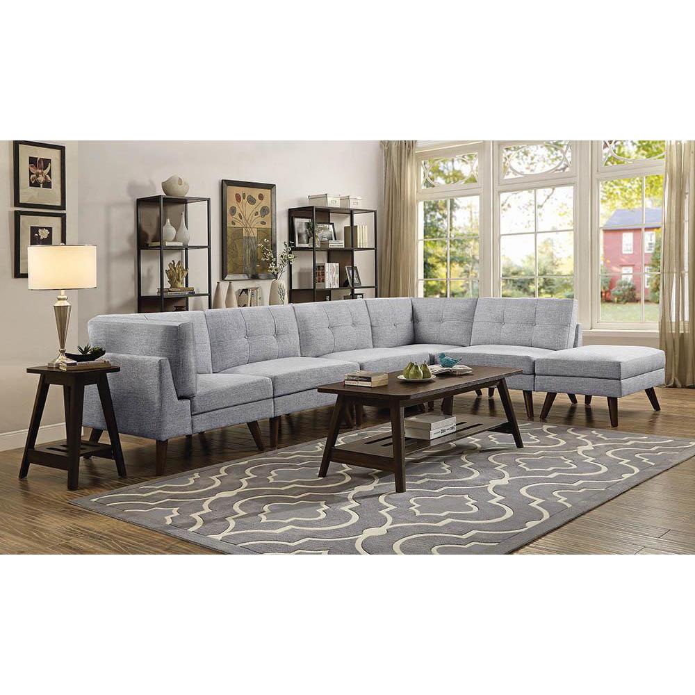 Churchill 6-Piece Upholstered Modular Tufted Sectional Grey And Walnut. The main picture.