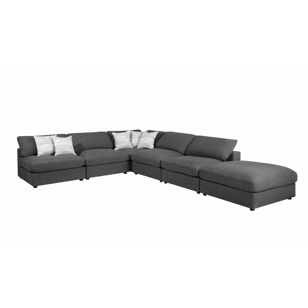 Serene Upholstered Rectangular Ottoman Charcoal. Picture 1