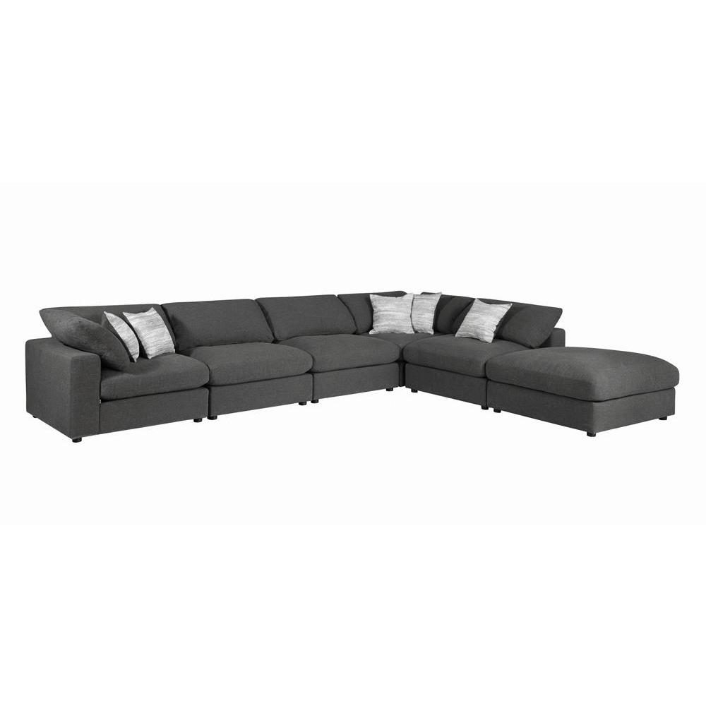Serene Upholstered Rectangular Ottoman Charcoal. Picture 2
