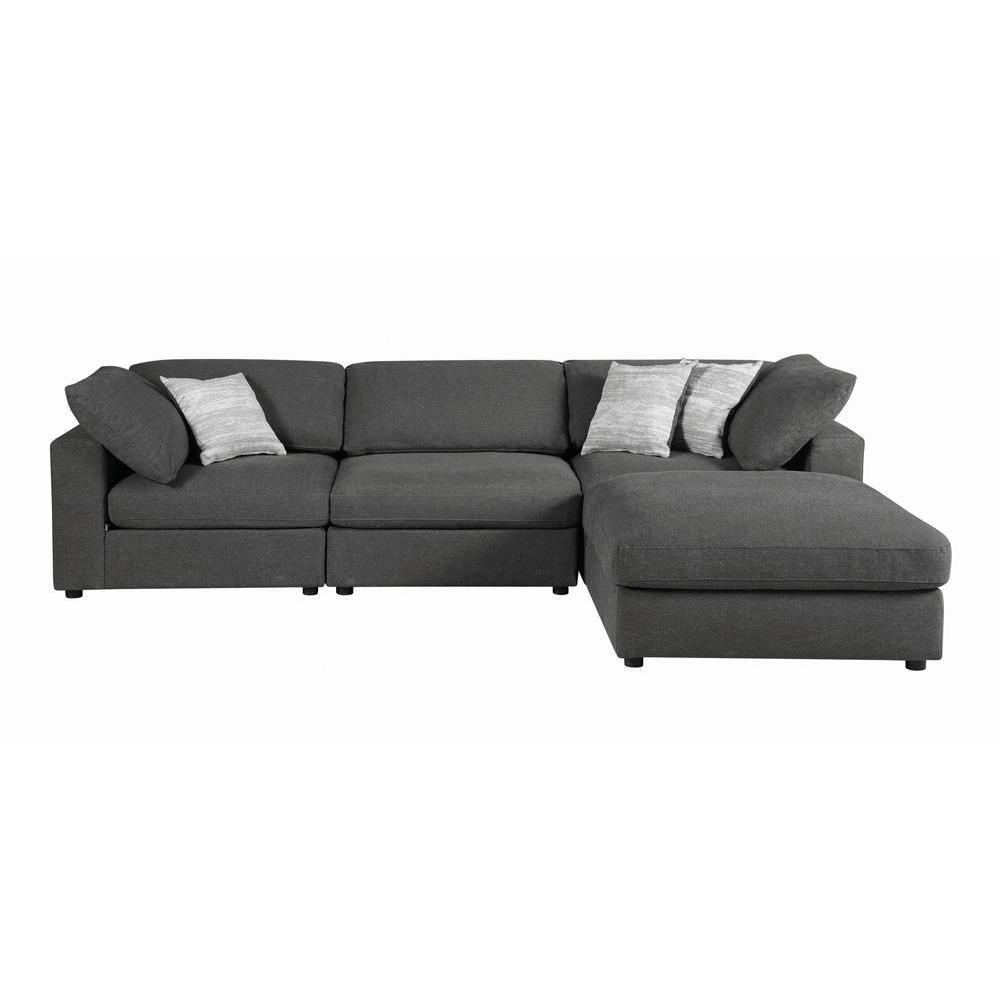 Serene Upholstered Rectangular Ottoman Charcoal. Picture 6