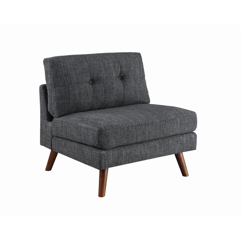 Churchill Tufted Cushion Back Armless Chair Dark Grey and Walnut. Picture 1