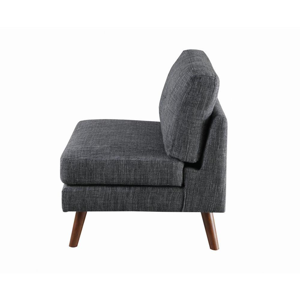 Churchill Tufted Cushion Back Armless Chair Dark Grey and Walnut. Picture 8