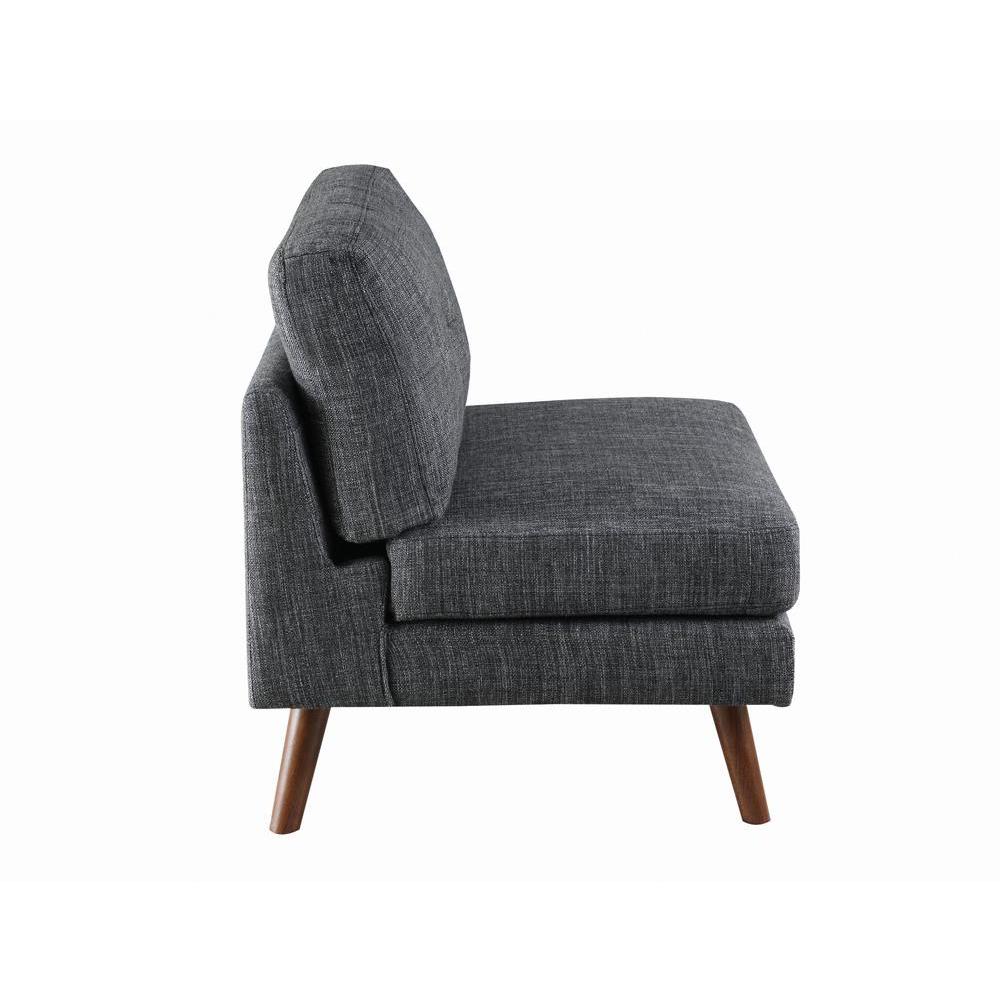 Churchill Tufted Cushion Back Armless Chair Dark Grey and Walnut. Picture 13