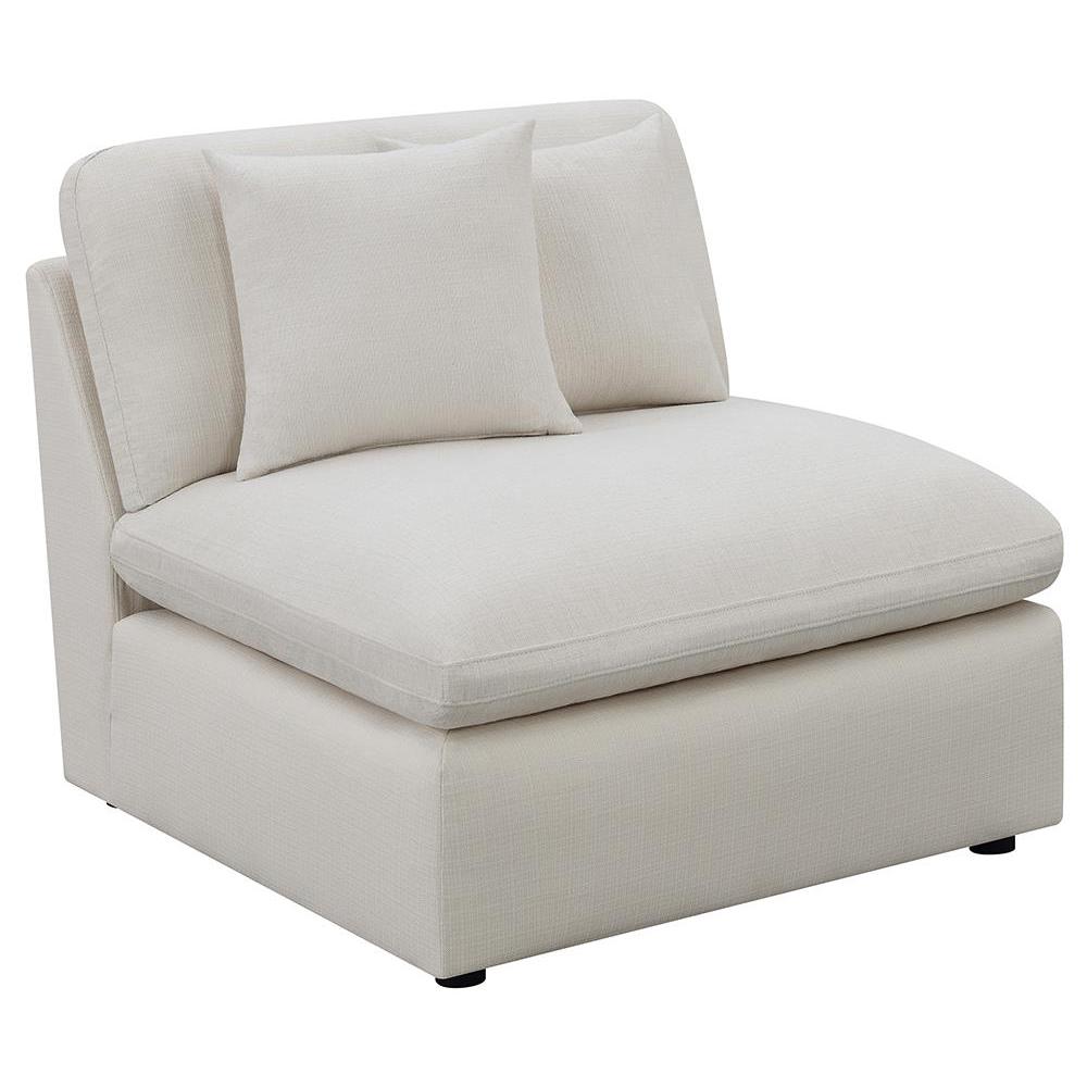 Hobson Cushion Back Armless Chair Off-White. Picture 1