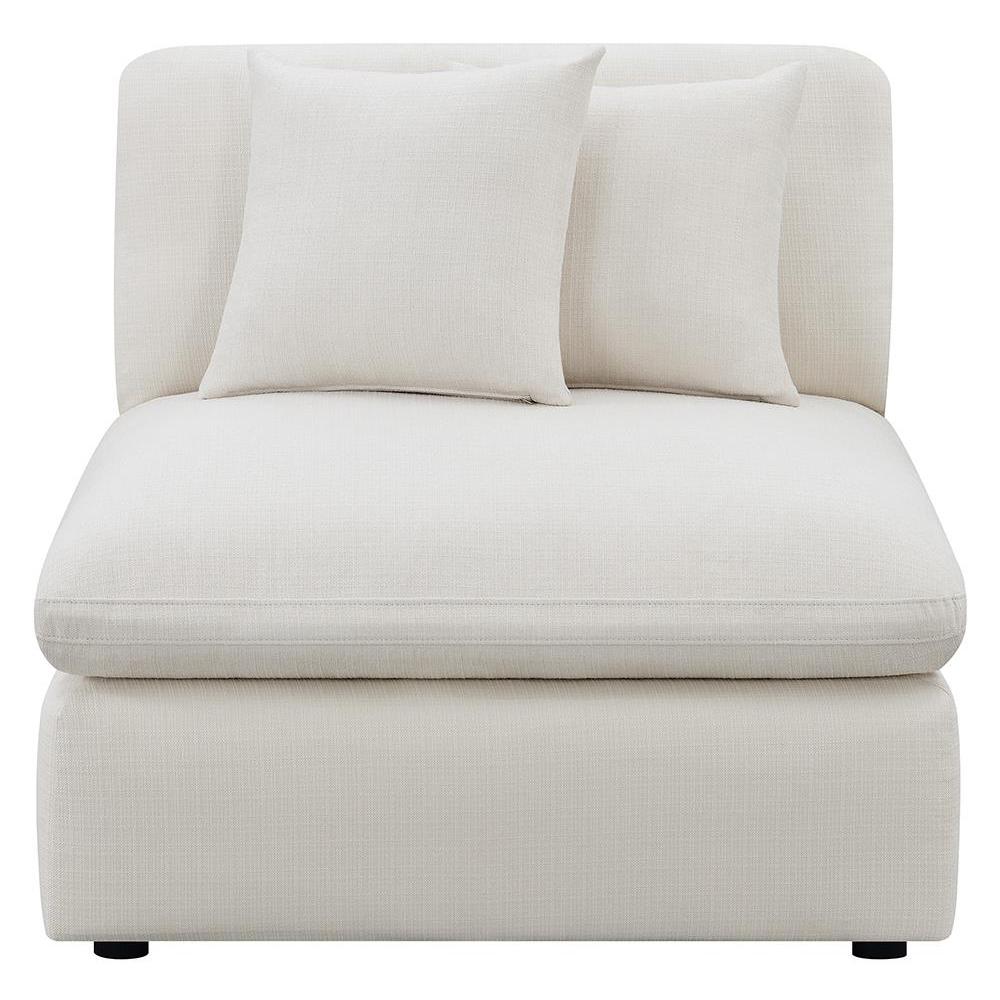 Hobson Cushion Back Armless Chair Off-White. Picture 3