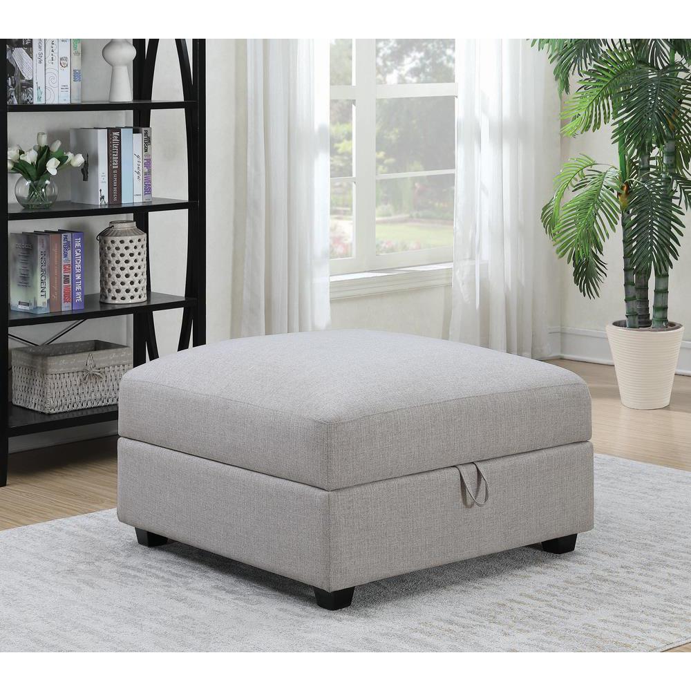 Cambria Upholstered Square Storage Ottoman Grey. Picture 1