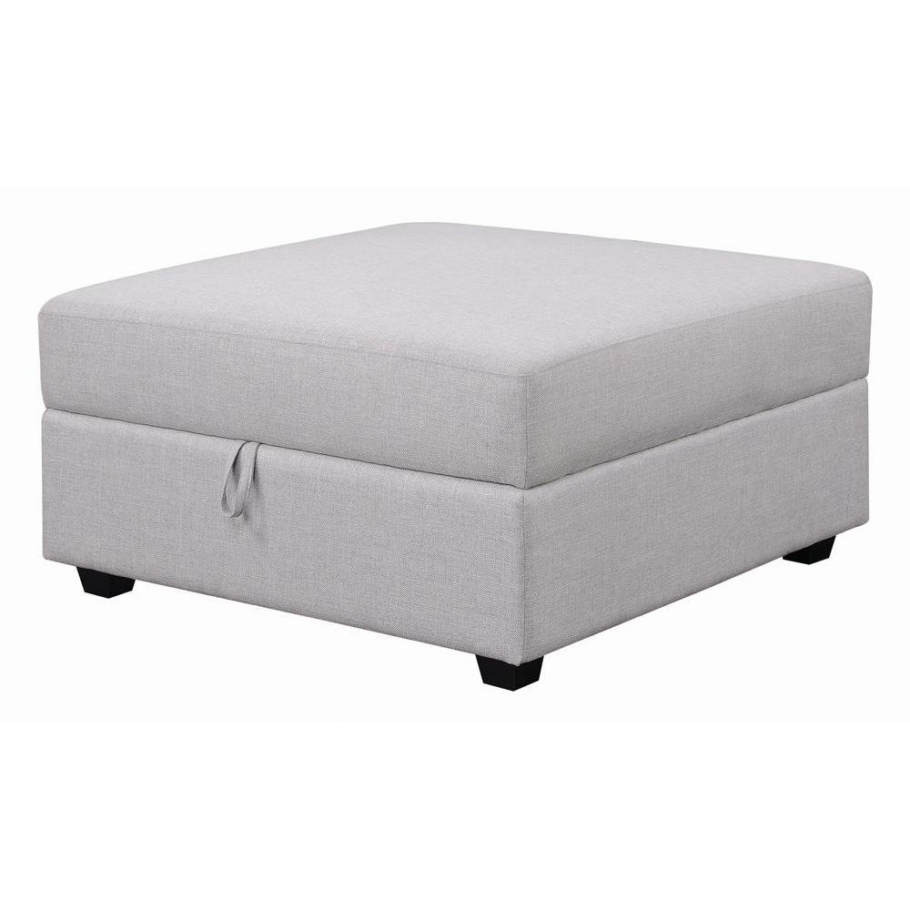 Cambria Upholstered Square Storage Ottoman Grey. Picture 2
