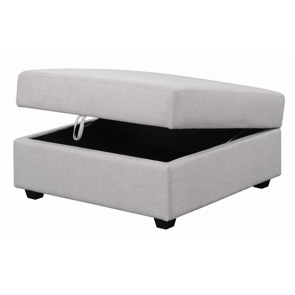 Cambria Upholstered Square Storage Ottoman Grey. Picture 3