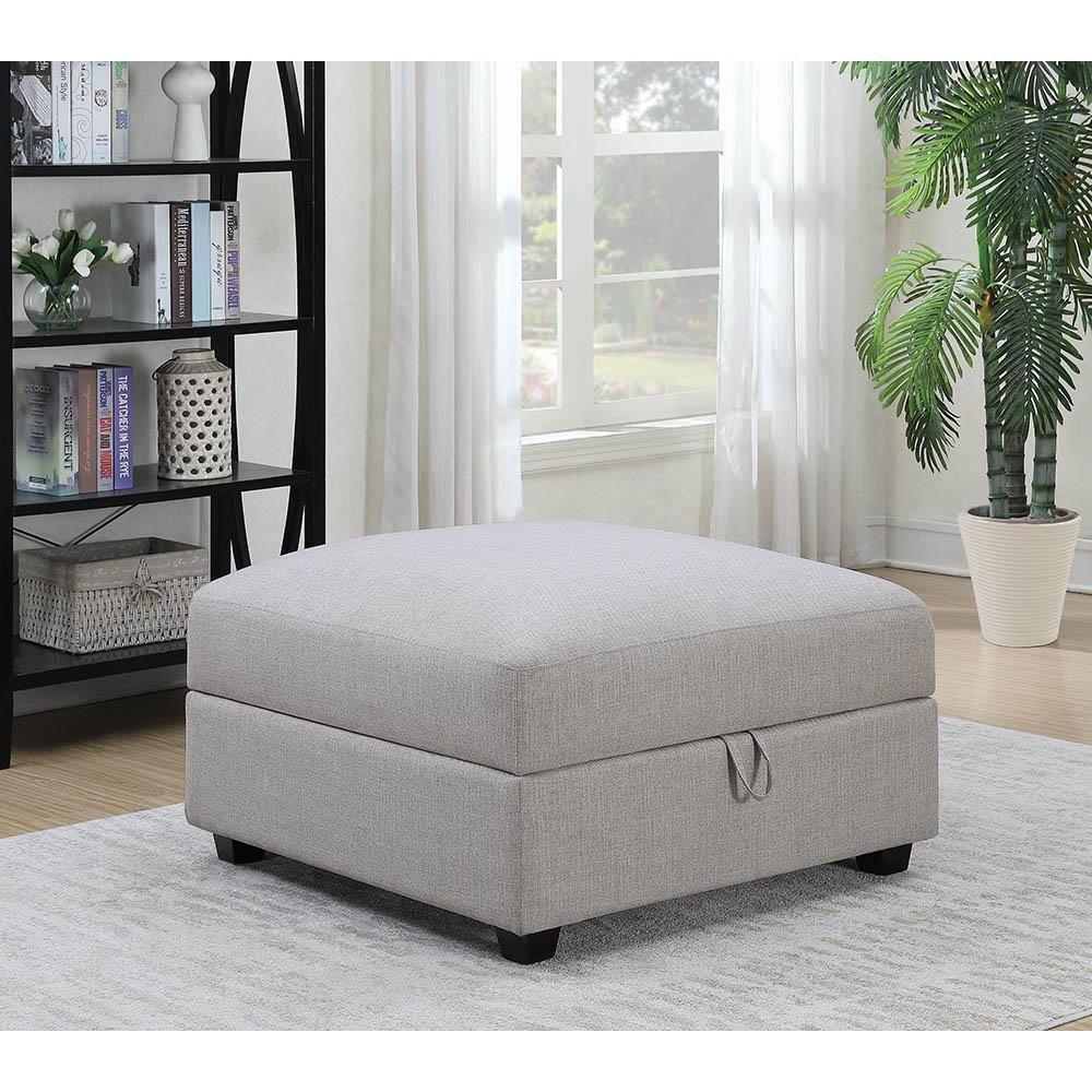 Cambria Upholstered Square Storage Ottoman Grey. Picture 5