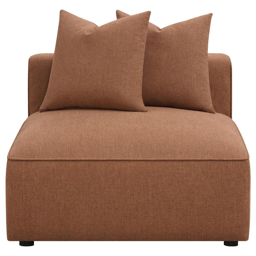 Jennifer Upholstered Tight Back Armless Chair Terracotta. Picture 2