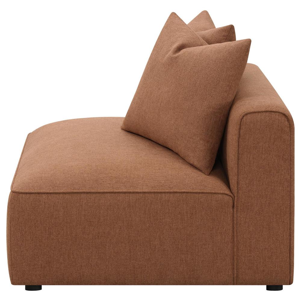 Jennifer Upholstered Tight Back Armless Chair Terracotta. Picture 4