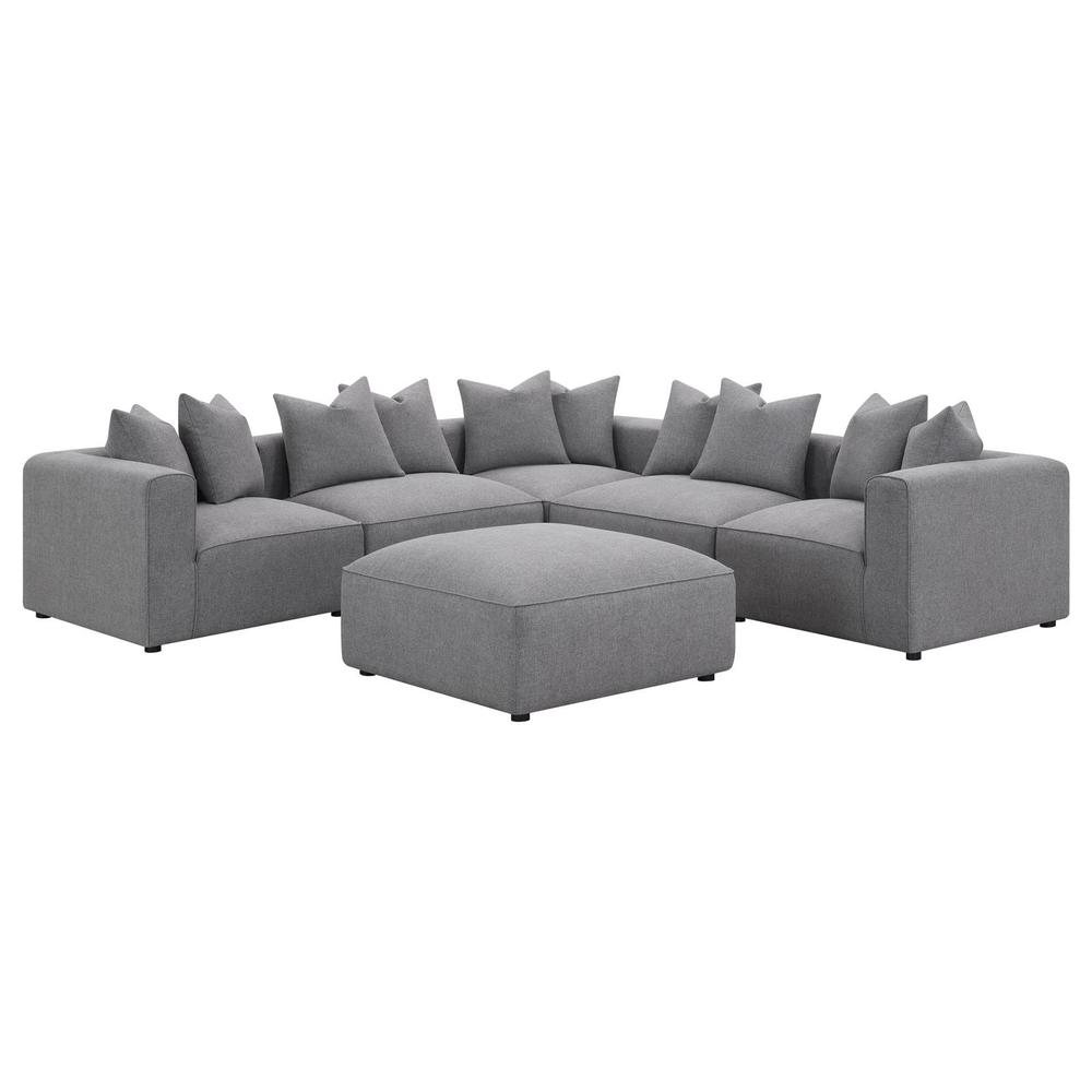 Jennifer Square Upholstered Ottoman Grey. Picture 7
