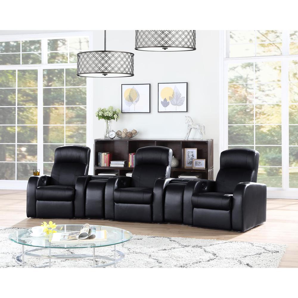 Cyrus Upholstered Recliner Living Room Set Black. Picture 1