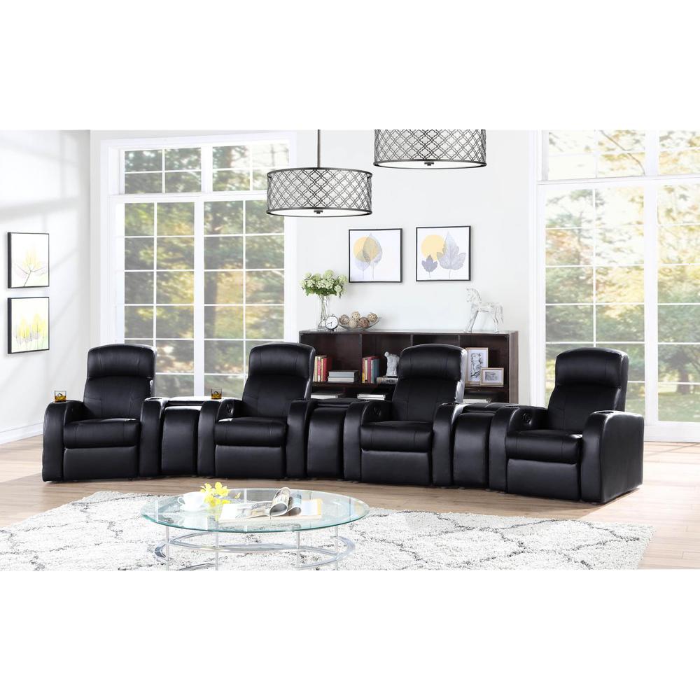 Cyrus Home Theater Upholstered Console Black. Picture 7