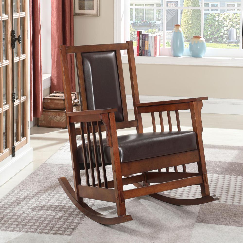 Ida Upholstered Rocking Chair Tobacco and Dark Brown. Picture 13