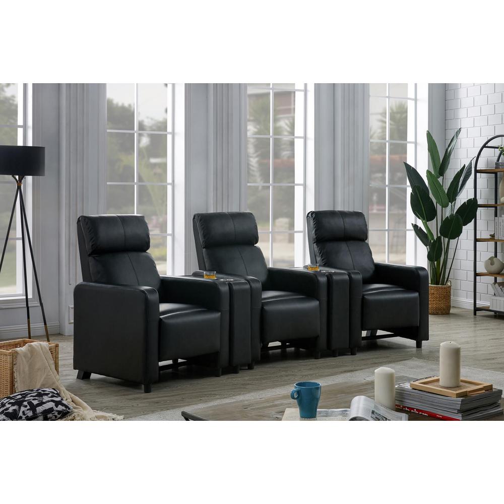 Toohey Home Theater Push Back Recliner Black. Picture 10