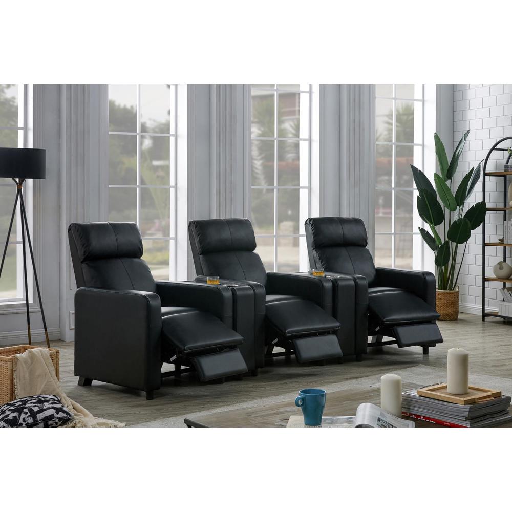 Toohey Home Theater Push Back Recliner Black. Picture 11