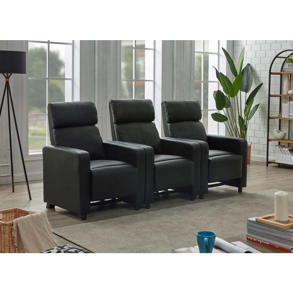Toohey Home Theater Push Back Recliner Black. Picture 12
