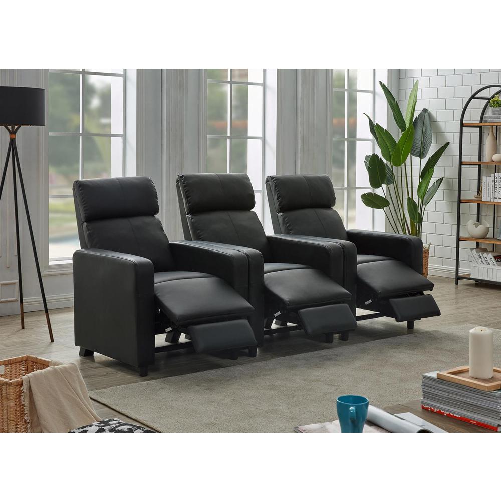 Toohey Home Theater Push Back Recliner Black. Picture 13