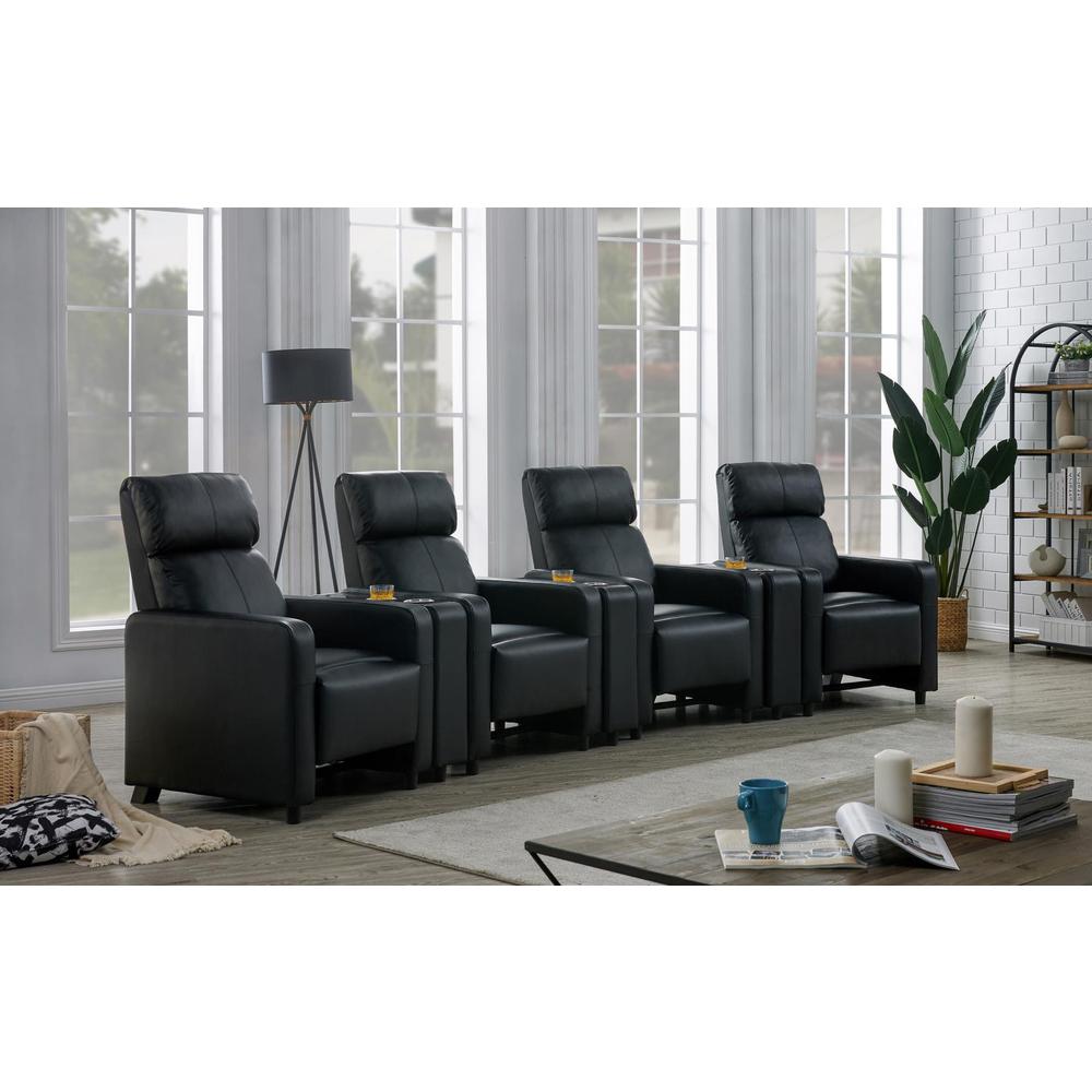 Toohey Home Theater Push Back Recliner Black. Picture 14