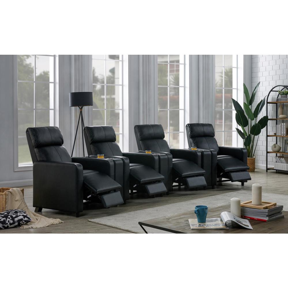 Toohey Home Theater Push Back Recliner Black. Picture 15