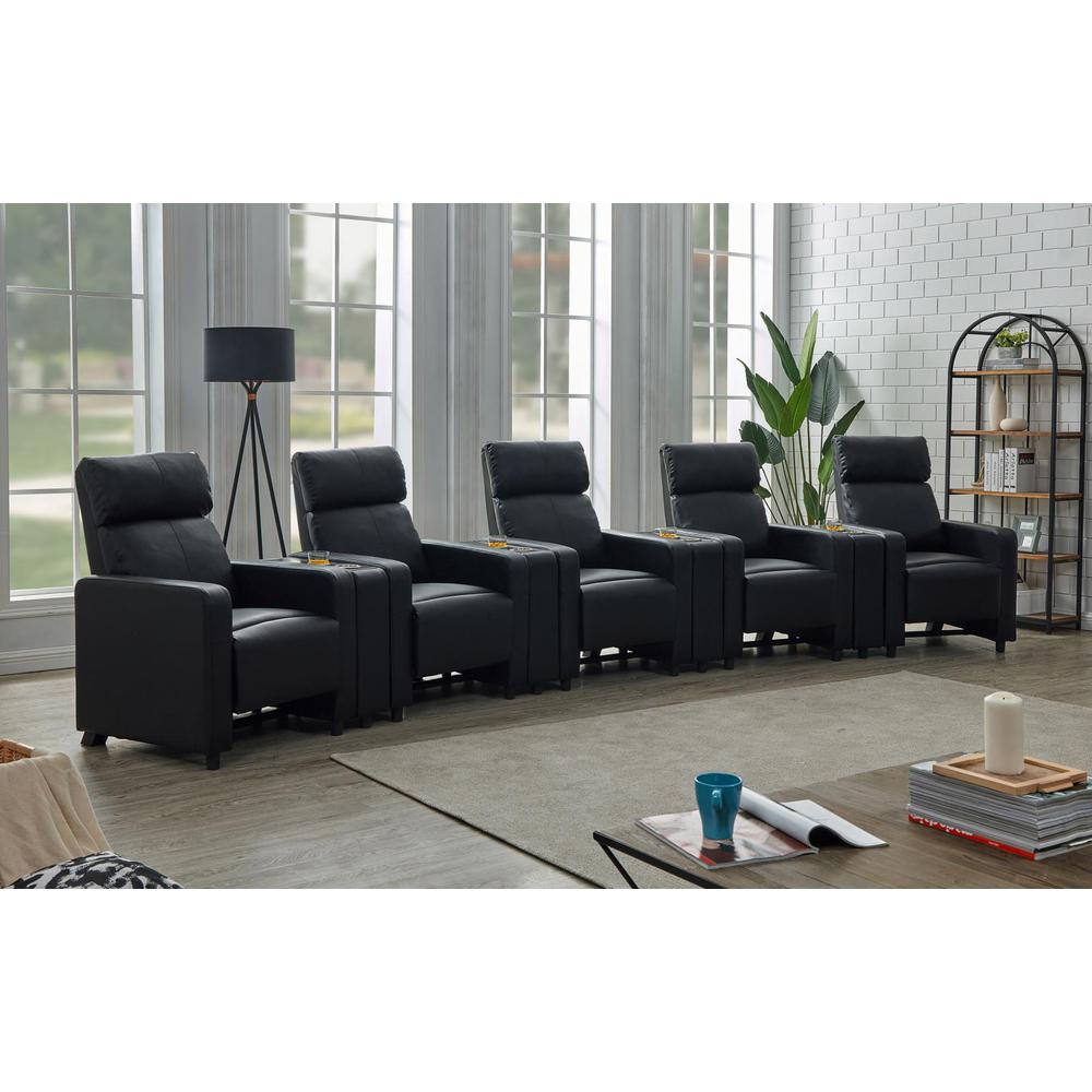 Toohey Home Theater Push Back Recliner Black. Picture 18