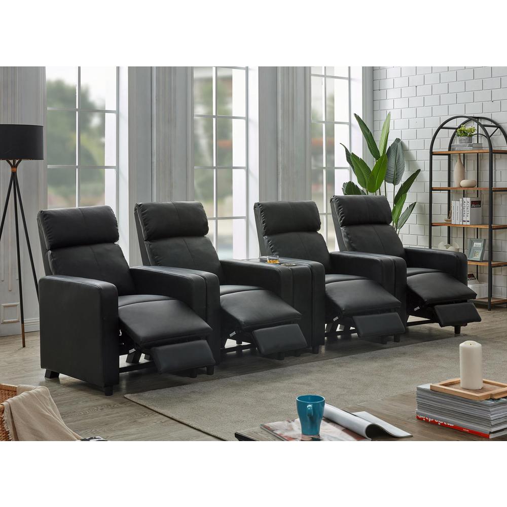 Toohey Upholstered Tufted Recliner Living Room Set Black. Picture 2