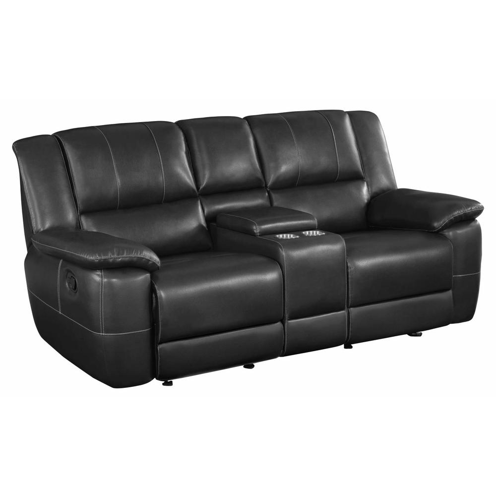 Lee Glider Loveseat With Colsole Black. Picture 1