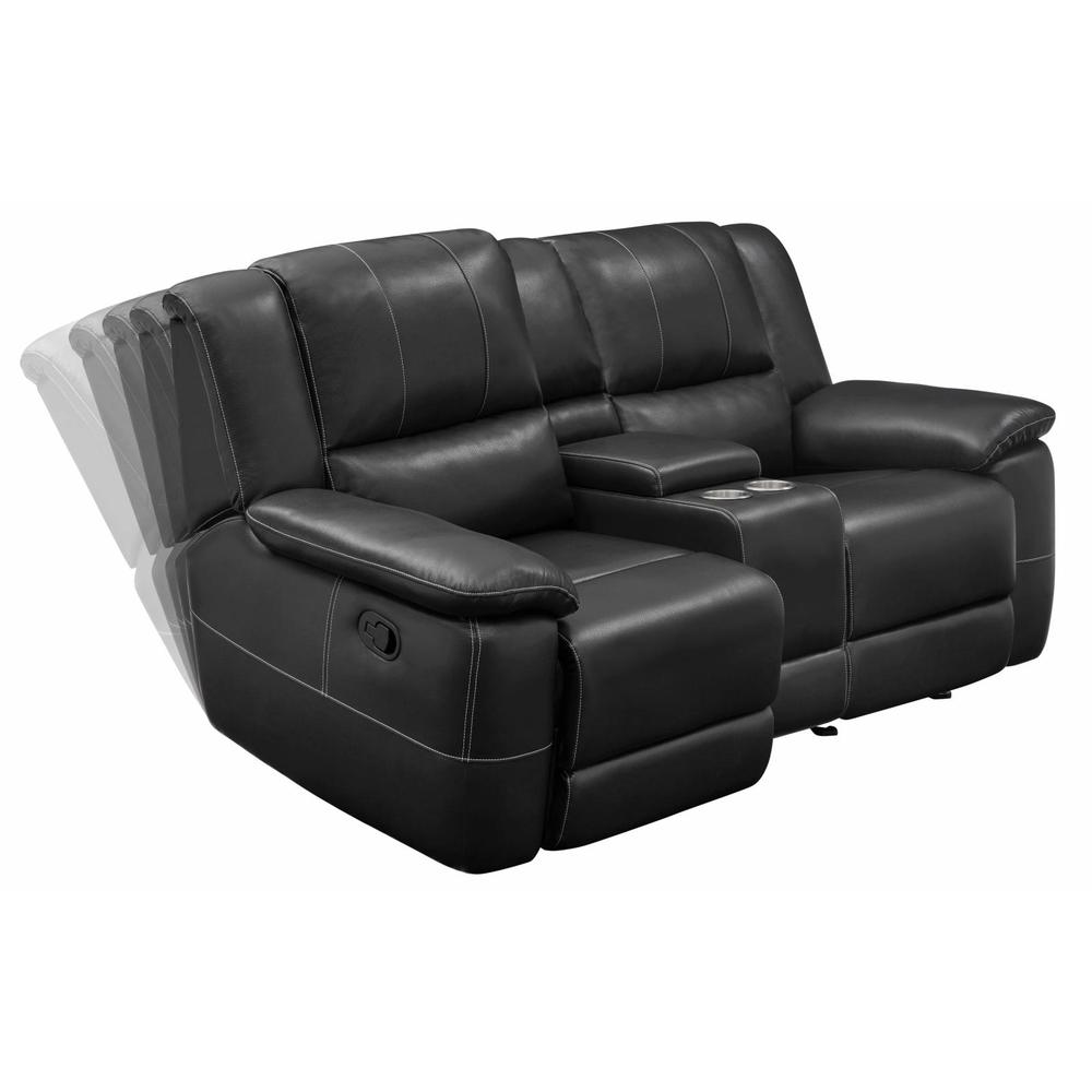 Lee Glider Loveseat With Colsole Black. Picture 4