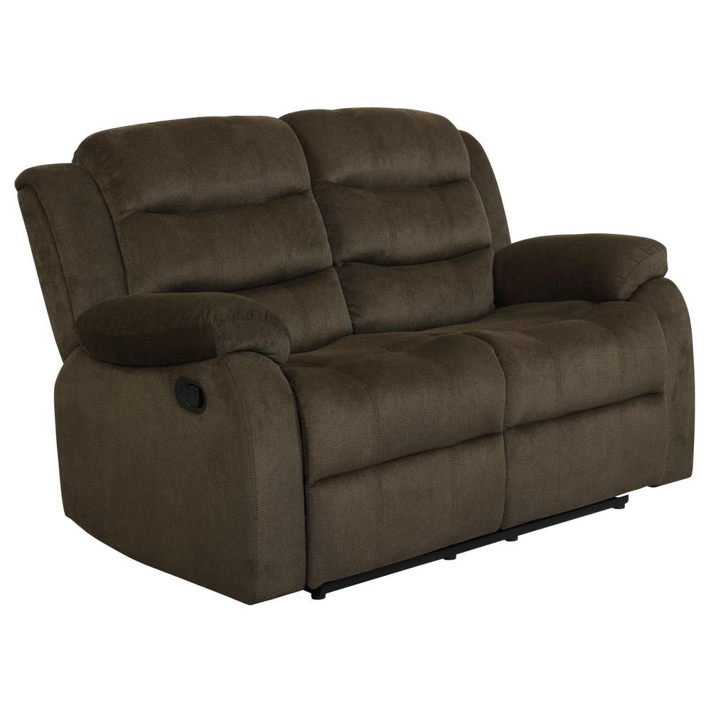 Rodman Pillow Top Arm Motion Loveseat Olive Brown. Picture 1