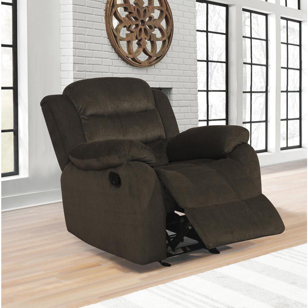 Rodman Upholstered Glider Recliner Chocolate. Picture 6