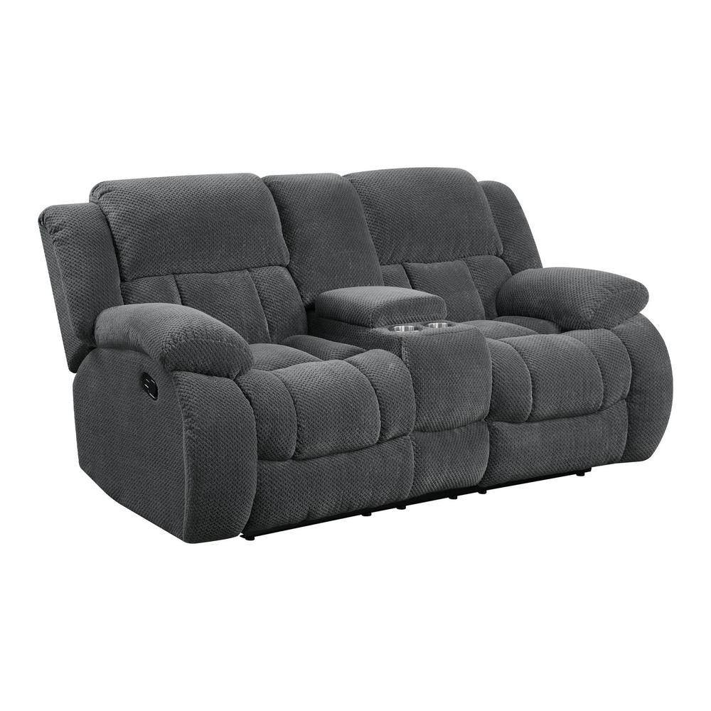 Weissman Motion Loveseat with Console Charcoal. Picture 1
