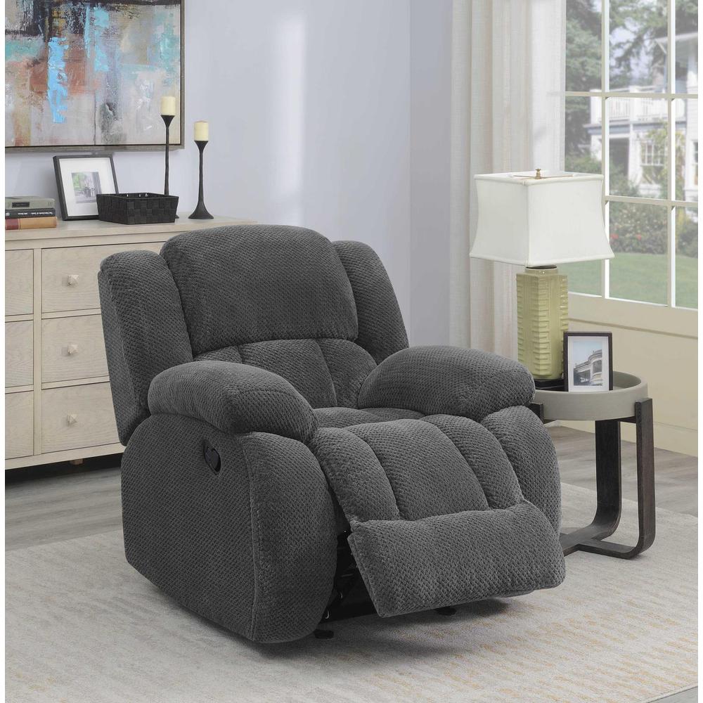 Weissman Upholstered Glider Recliner Charcoal. Picture 2