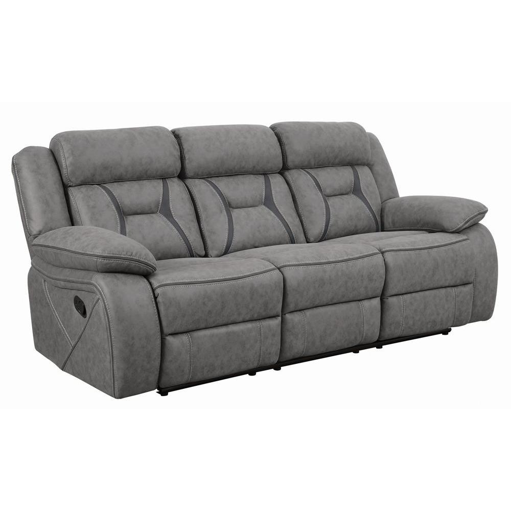 Higgins Pillow Top Arm Upholstered Motion Sofa Grey. Picture 2