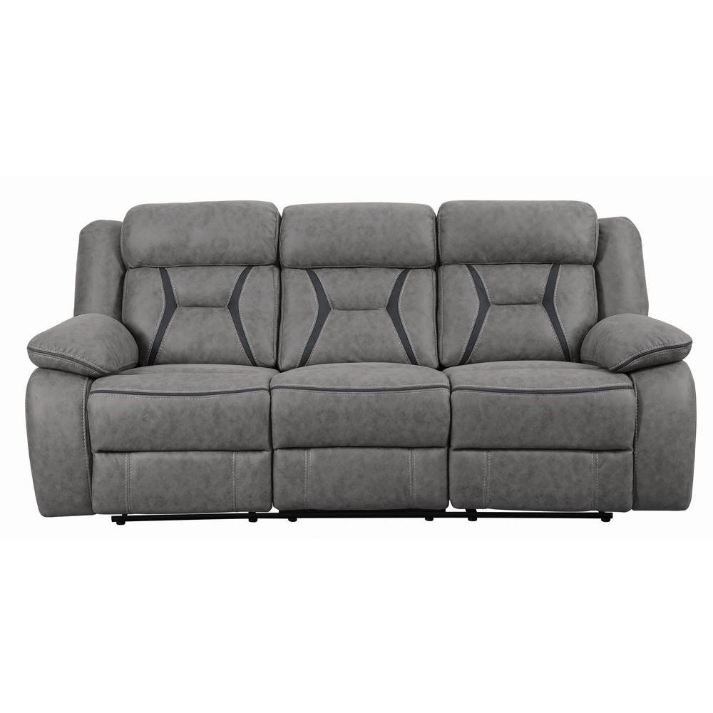 Higgins Pillow Top Arm Upholstered Motion Sofa Grey. Picture 3