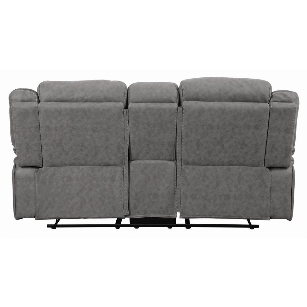 Higgins Pillow Top Arm Motion Loveseat with Console Grey. Picture 9