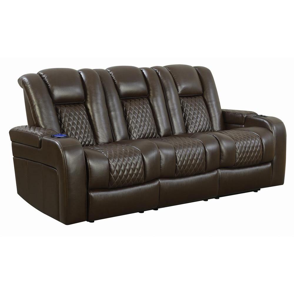 Delangelo Power^2 Sofa with Drop-down Table Brown. Picture 2