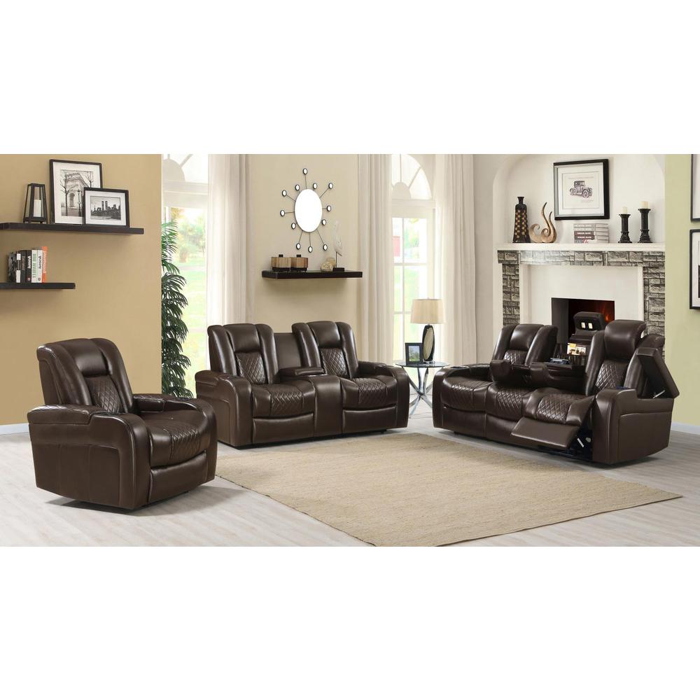 Delangelo Power^2 Sofa with Drop-down Table Brown. Picture 11