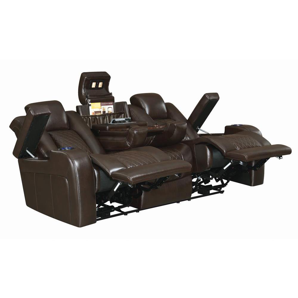 Delangelo Power^2 Sofa with Drop-down Table Brown. Picture 18