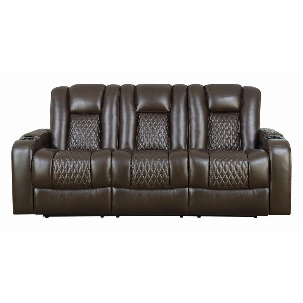 Delangelo Power^2 Sofa with Drop-down Table Brown. Picture 19