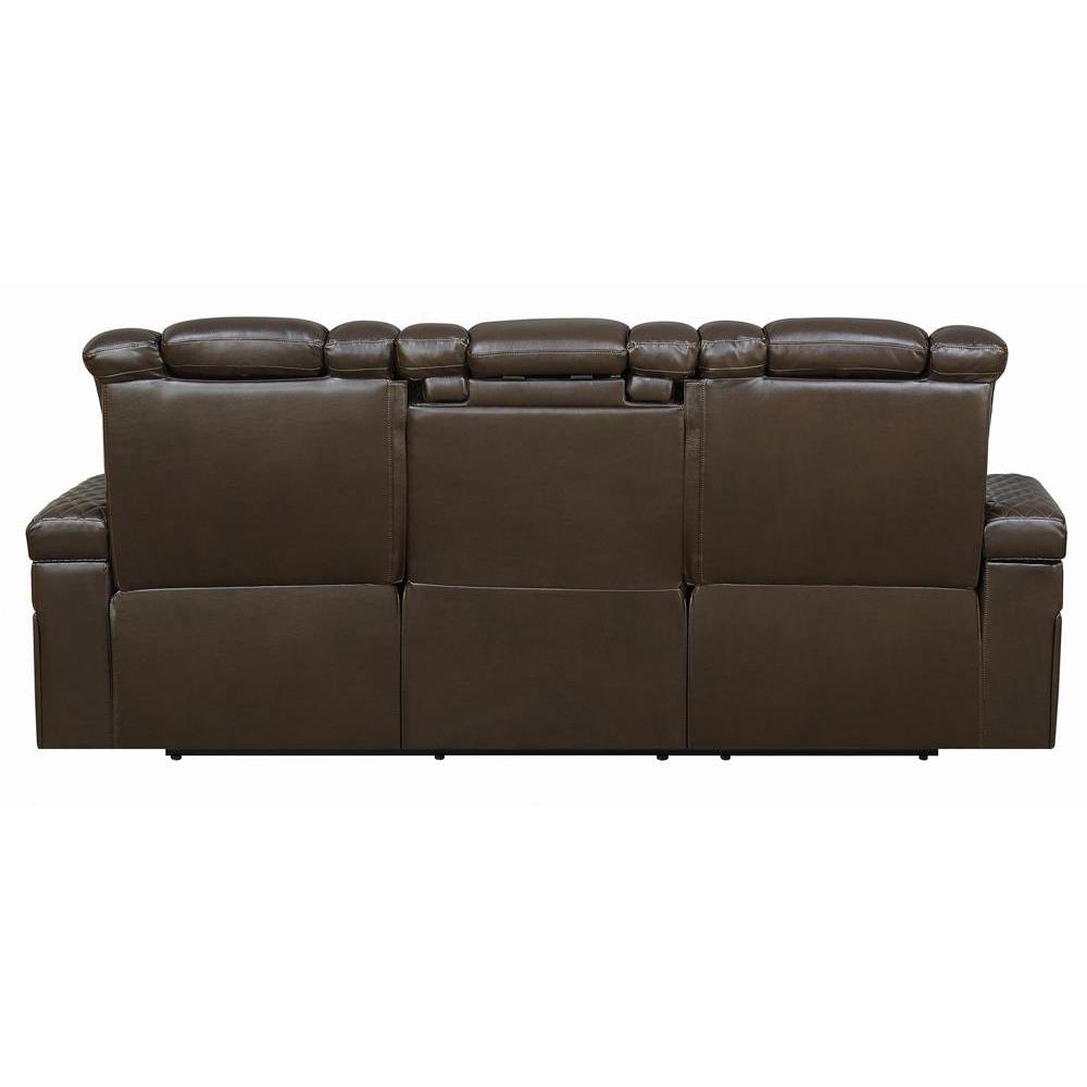 Delangelo Power^2 Sofa with Drop-down Table Brown. Picture 25