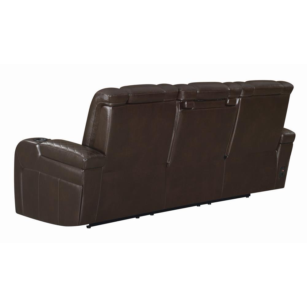 Delangelo Power^2 Sofa with Drop-down Table Brown. Picture 27