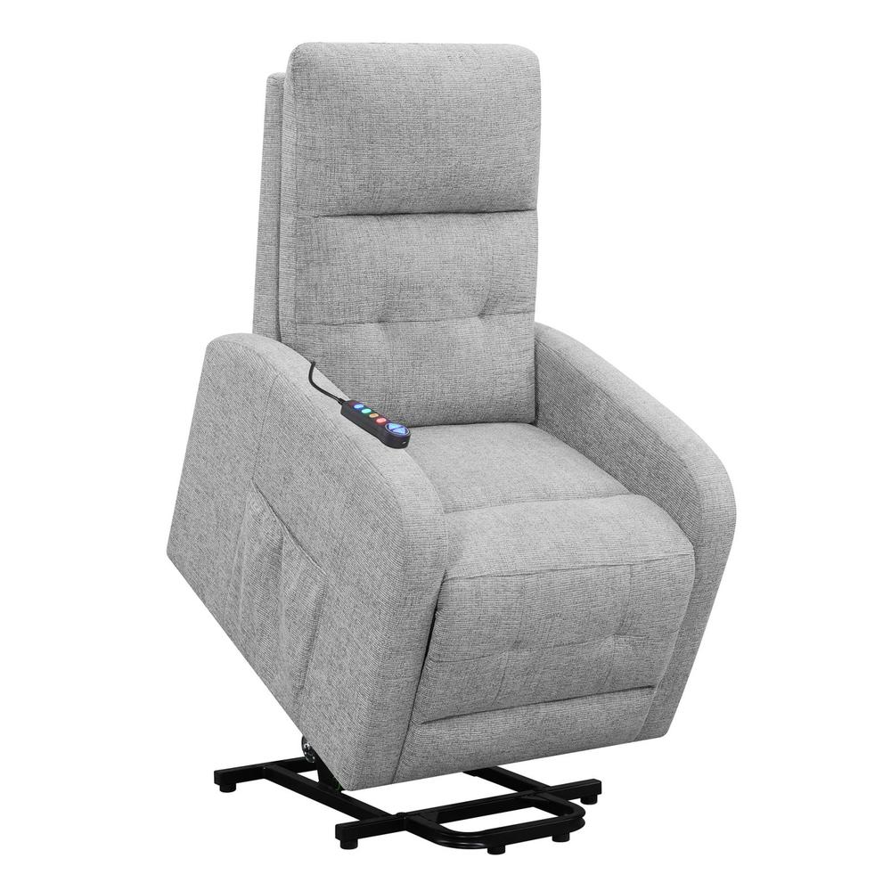 Howie Tufted Upholstered Power Lift Recliner Grey. Picture 4