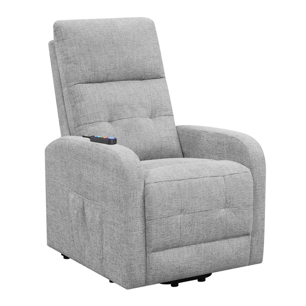 Howie Tufted Upholstered Power Lift Recliner Grey. Picture 5