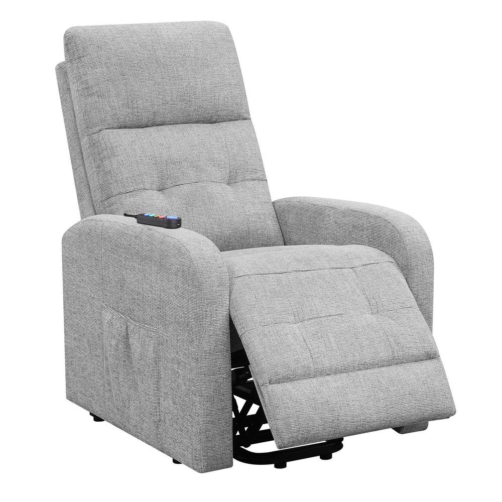 Howie Tufted Upholstered Power Lift Recliner Grey. Picture 6
