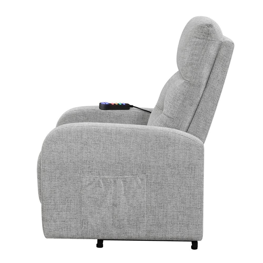 Howie Tufted Upholstered Power Lift Recliner Grey. Picture 9